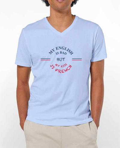 T-shirt homme My english is bad but my kiss is french par tunetoo