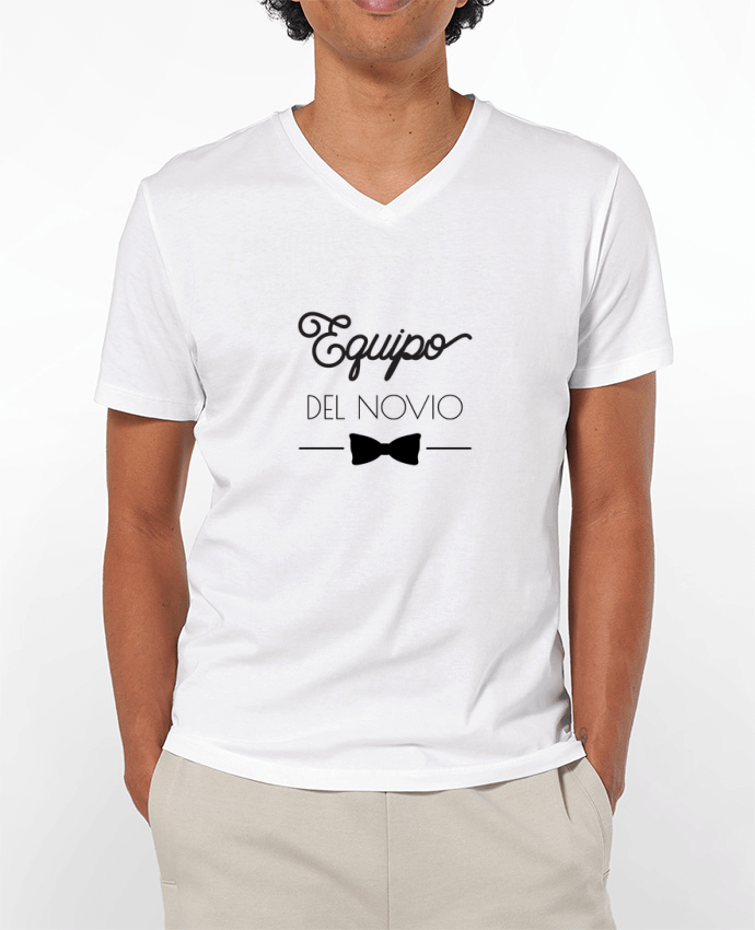 Camiseta Hombre Cuello en V 180g Equipo del novio por tunetoo