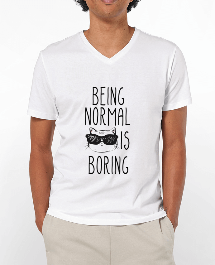 Camiseta Hombre Cuello en V 180g Being normal is boring por 