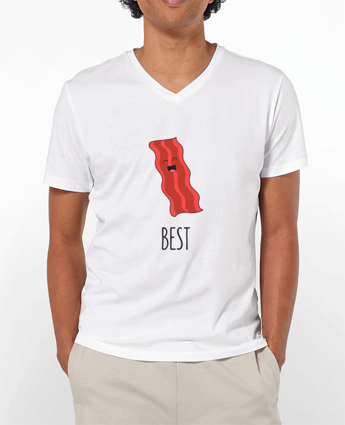 Camiseta Hombre Cuello en V 180g BFF - Bacon and egg 1 por tunetoo