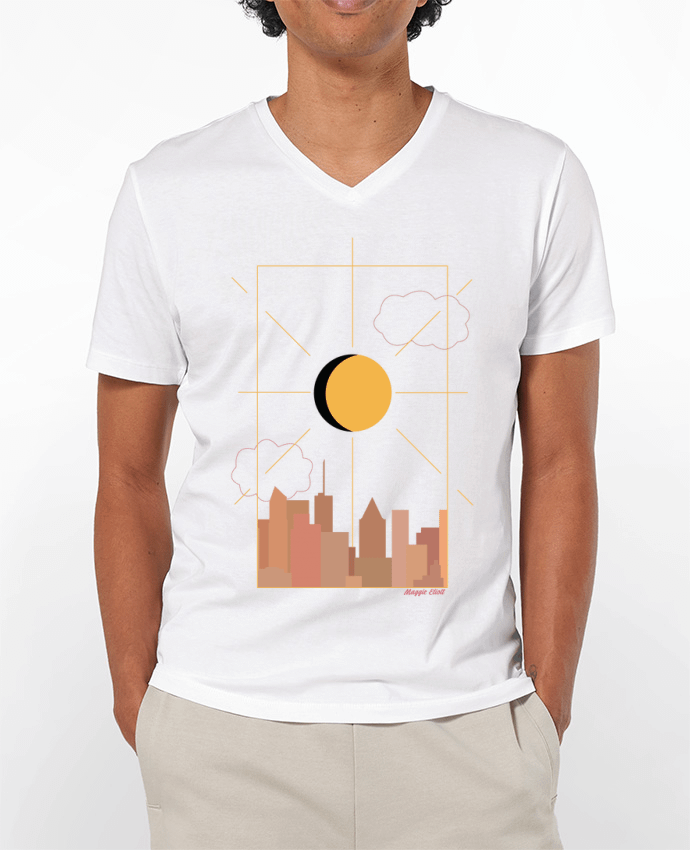 T-Shirt V-Neck Men 180g Ville abstraite by Maggie E.