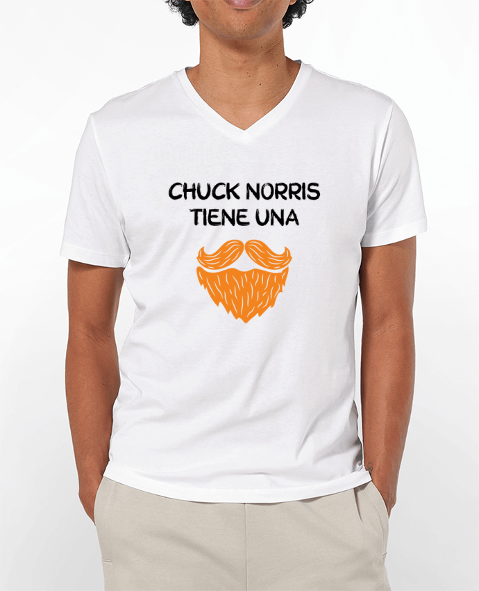 Camiseta Hombre Cuello en V 180g Chuck Norris - Barba por tunetoo