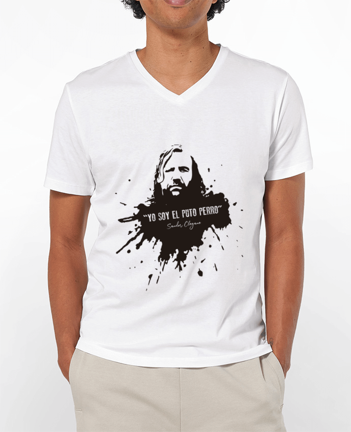 Camiseta Hombre Cuello en V 180g El Puto Perro Sandor Clegane por Soul Dragon
