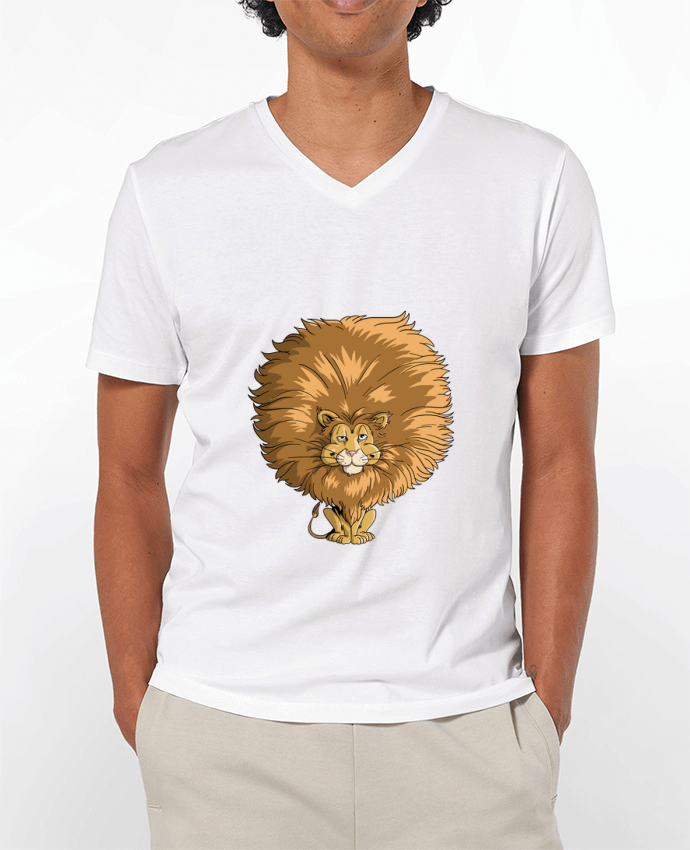 Camiseta Hombre Cuello en V 180g Lion à grosse crinière por TOMI AX