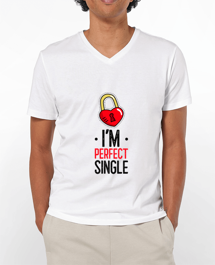 T-Shirt V-Neck Men 180g I'am Perfect Single by Sweet Birthday