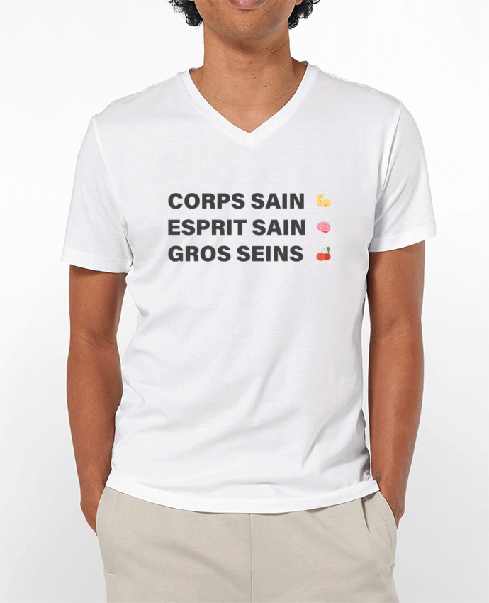 T-shirt homme Corps sain Esprit Sain gros Seins par tunetoo