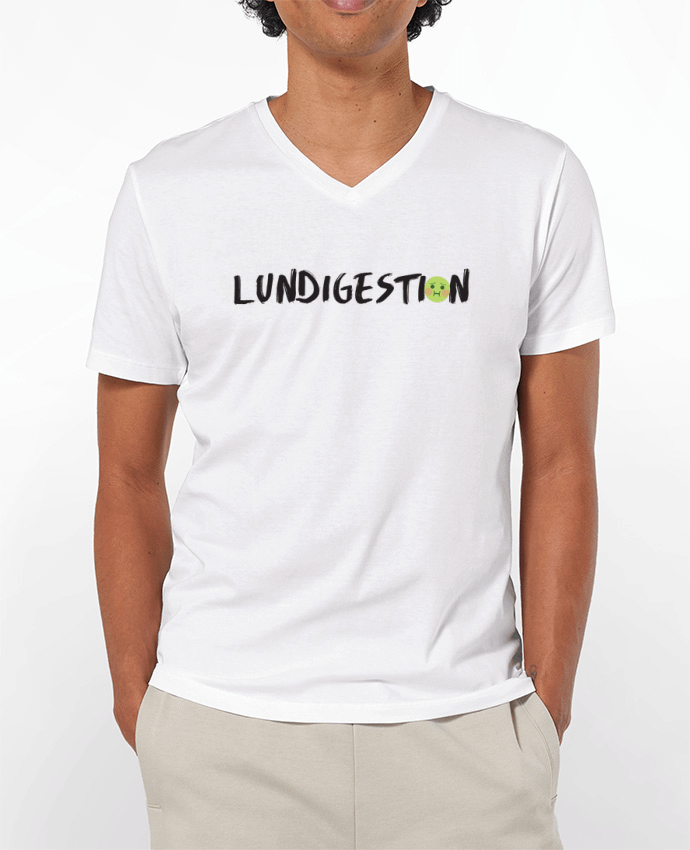 Camiseta Hombre Cuello en V 180g Lundigestion por tunetoo