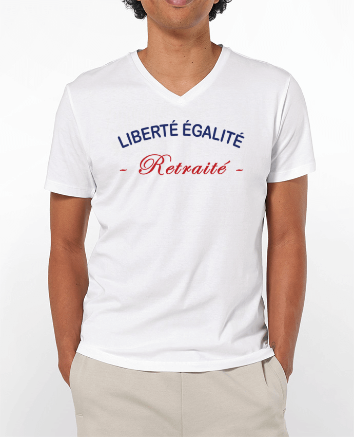T-Shirt V-Neck Men 180g liberte egalite retraite by jorrie