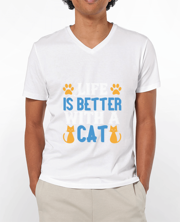 T-shirt homme La vie est meilleure avec un chat par Boxsoo