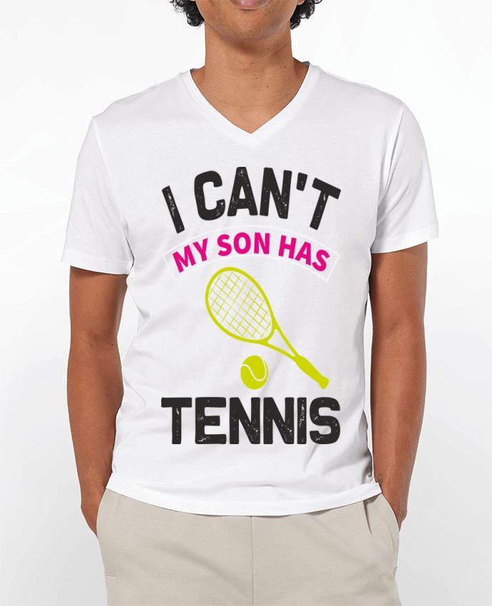 T-Shirt V-Neck Men 180g T-shirt I Can't My Son Has Tennis by ProMax