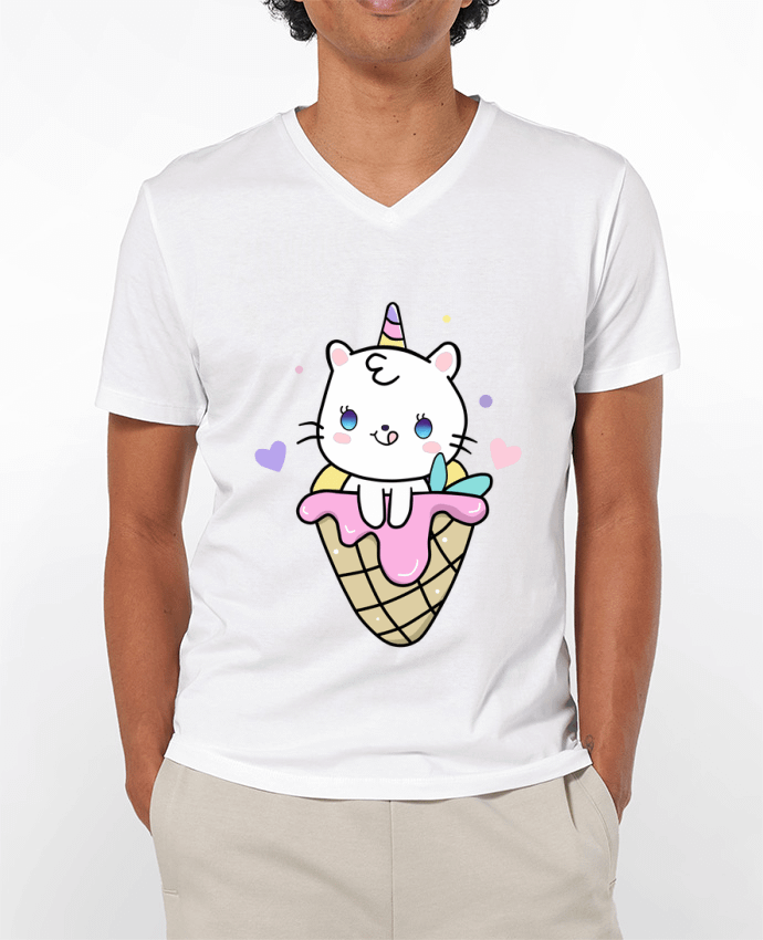 T-shirt homme Gato Unicornio Helado Cucurucho par MaaxLoL