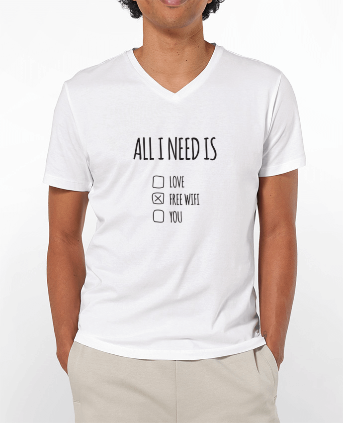T-shirt homme All i need is free wifi par tunetoo