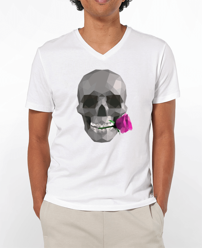T-shirt homme Tête de mort et rose par justsayin