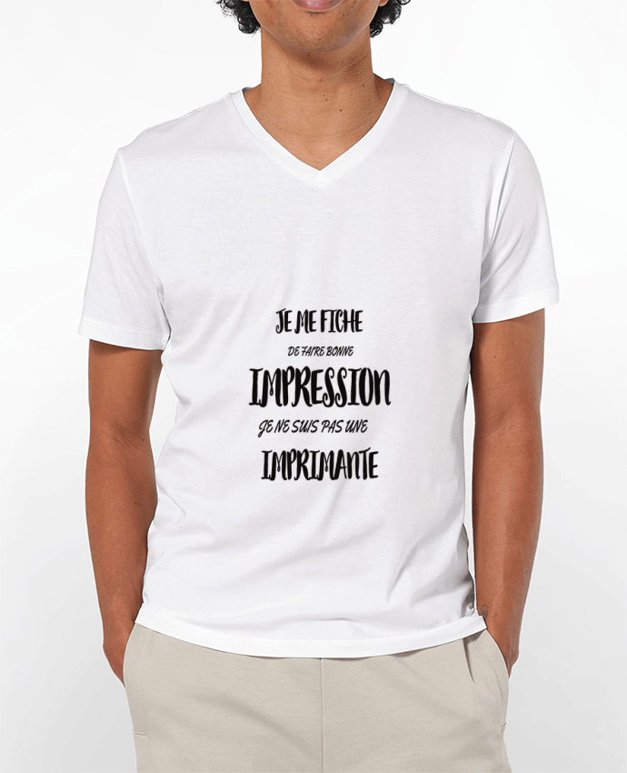 T-Shirt V-Neck Men 180g je me fiche de faire bonne impression je ne suis pas imprimante by NNC Personnalisati