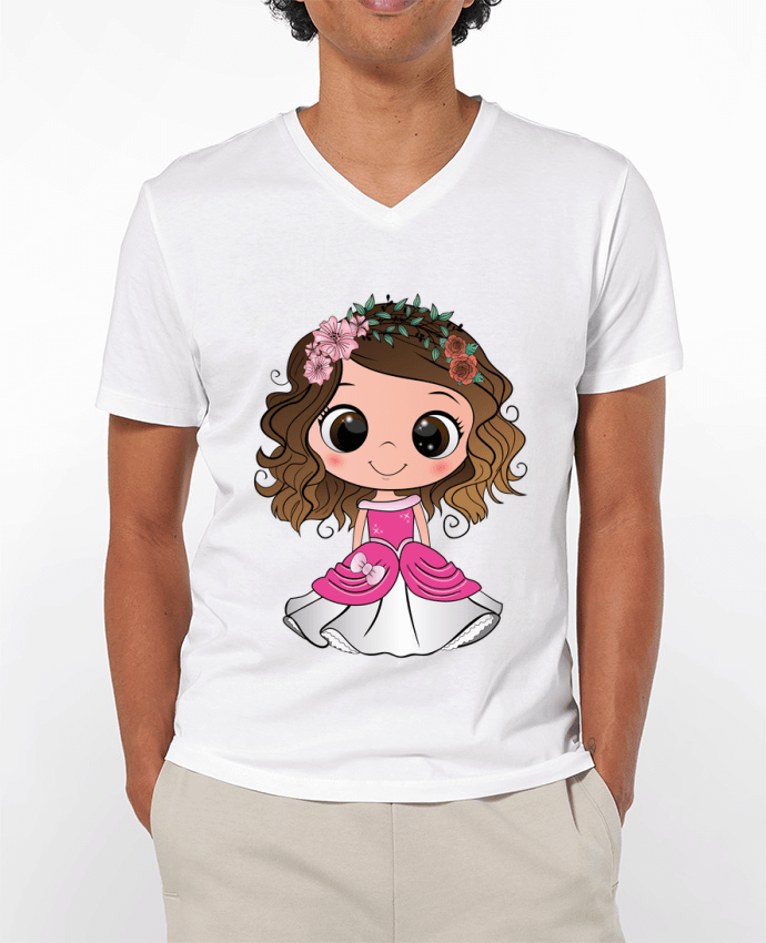 T-shirt homme Princesse brune aux yeux bruns avec une robe rose par EmmaCreation