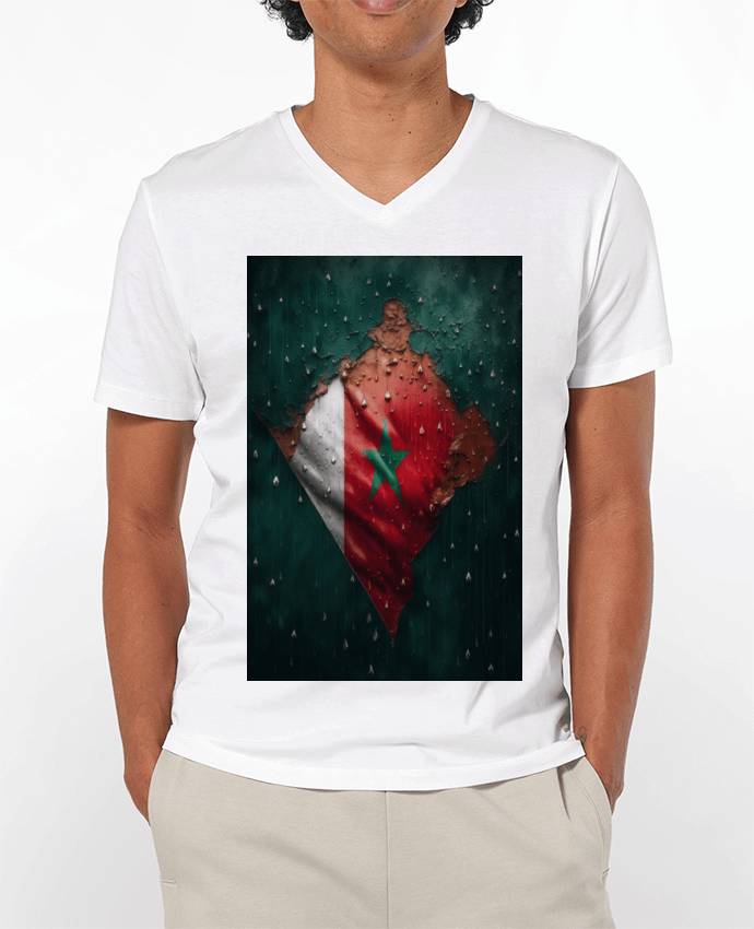T-shirt homme Drapeau Maroc sous la Pluie par NewDesignPhoto