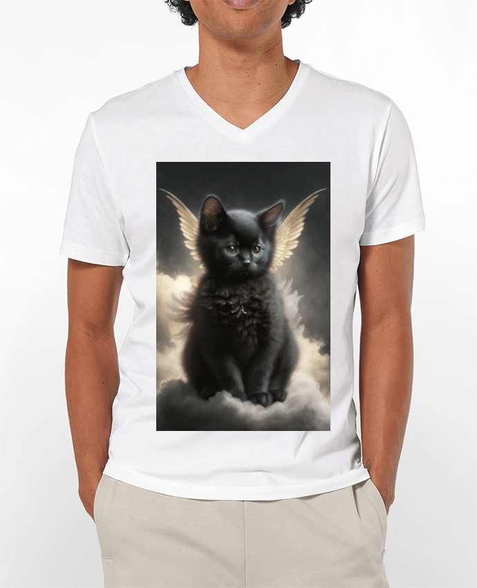 T-shirt homme Chat Noir Ange par NewDesignPhoto