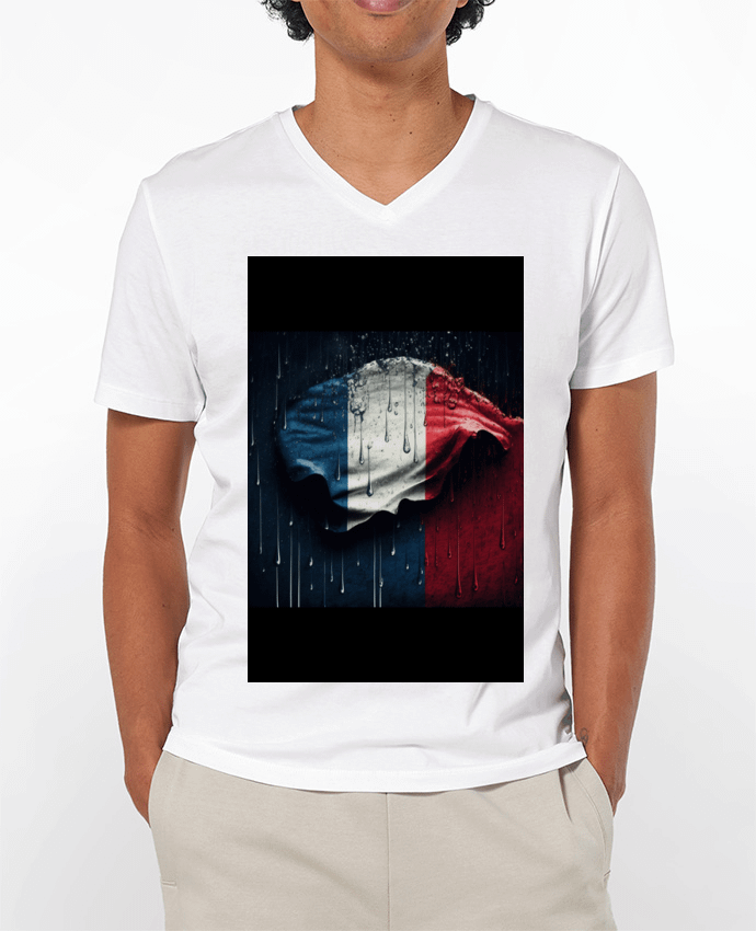 T-shirt homme Drapeau France sous la Pluie par NewDesignPhoto