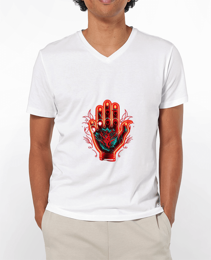 T-Shirt V-Neck Men 180g ma main c est ma vie ,je peux rien toucher et pas gouter. by Nasa shop