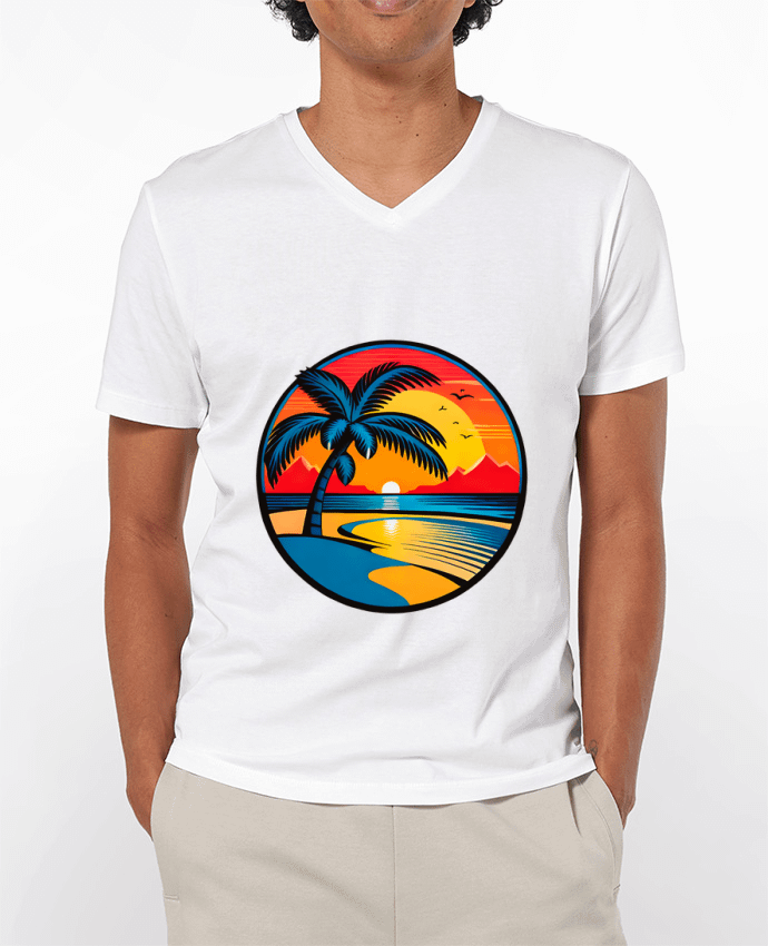 T-shirt homme plage palmier sable par EliseDesign