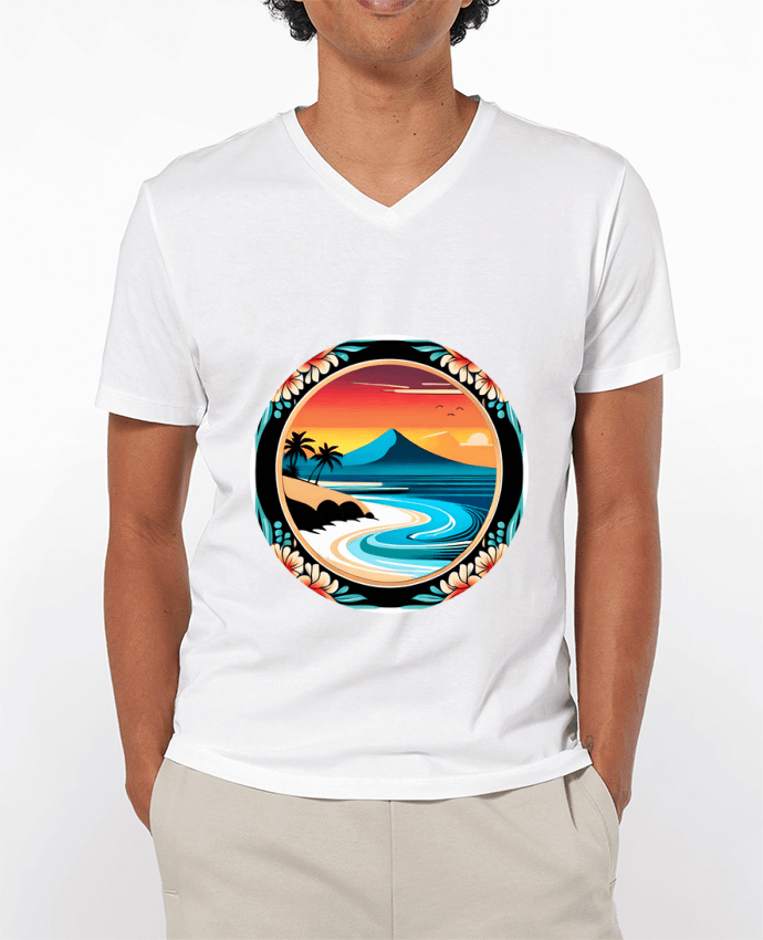 T-shirt homme plage fleurie par EliseDesign