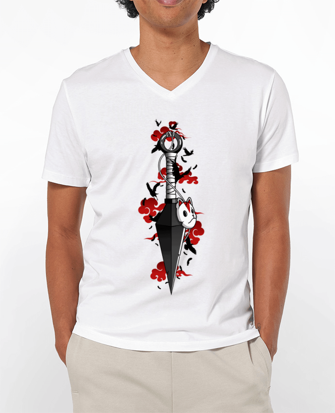 T-shirt homme Kunai nuages rouges corbeaux - Japonais par LM2Kone