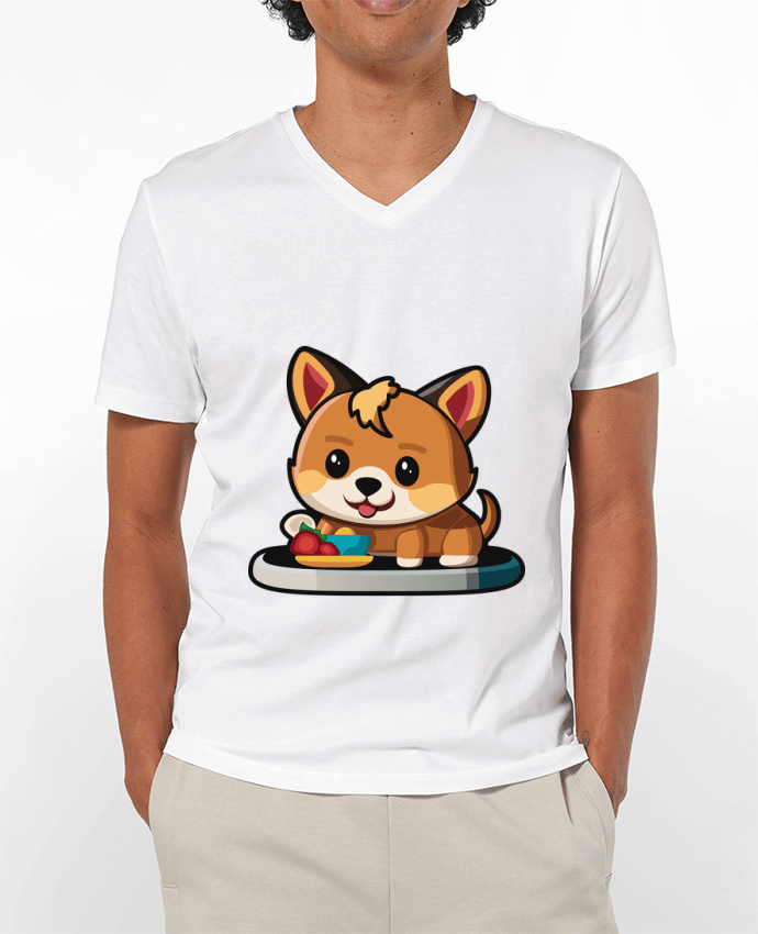 T-shirt homme Chiot Heureux à l'Heure du Repas par Alvo graphiste