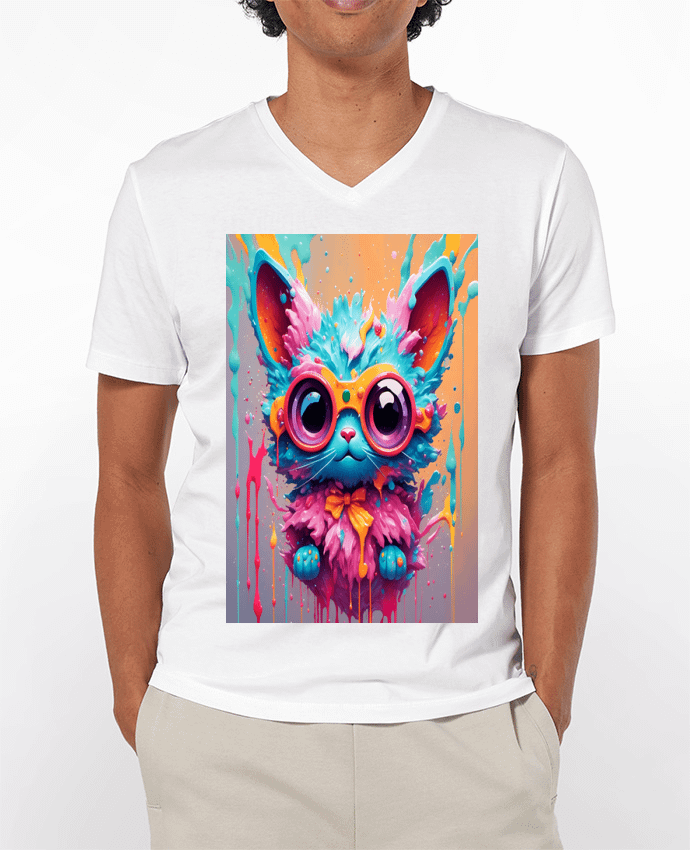 T-shirt homme Cute cat with paint par matlmn01