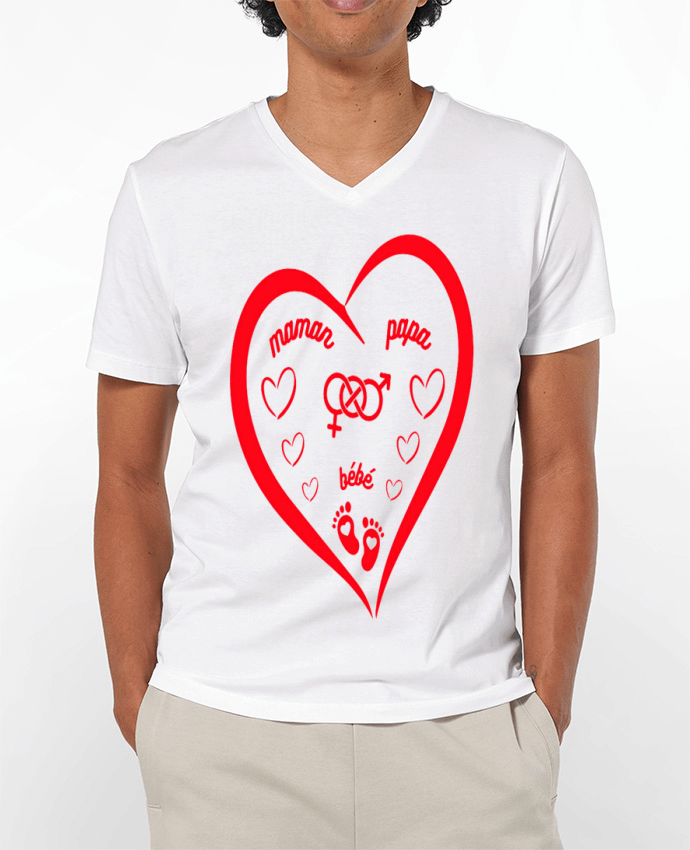 T-shirt homme NAISSANCE BEBE COEUR ROUGE DE FAMILLE MAMAN PAPA BEBE par LIAMRIVIERART