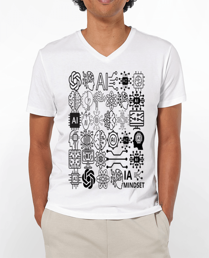 T-shirt homme INTELLIGENCE ARTIFICIELLE MOTIF NOIR ET BLANC IA MINDSET AI par LIAMRIVIERART