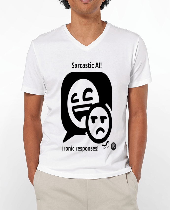 T-shirt homme HUMOUR GEEK INTELLIGENCE ARTIFICIELLE NOIR  ET BLANC MOTIF UNIQUE par LIAMRIVIERART