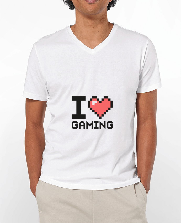 T-Shirt V-Neck Men 180g I LOVE GAMING by Mr moutön