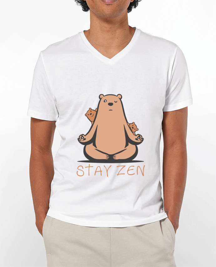 T-shirt homme ours yoga zen par Bertrand CutOriginalArt