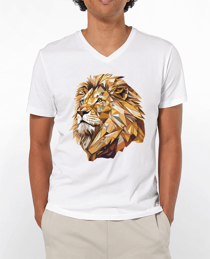 T-shirt homme Lion stylisé, Géométrique par KronoArt