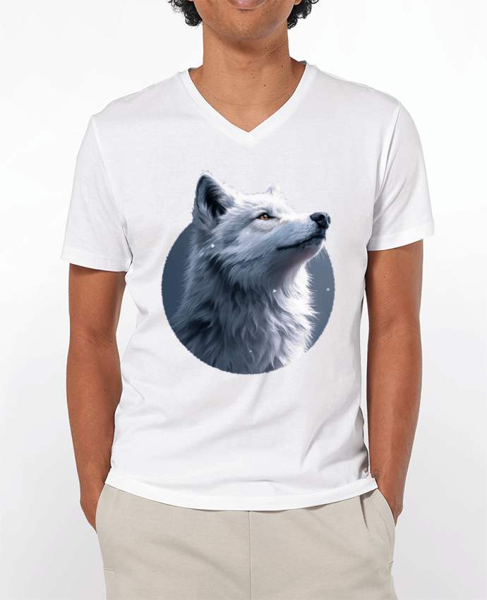 T-shirt homme Illustration de Loup Blanc par KronoArt