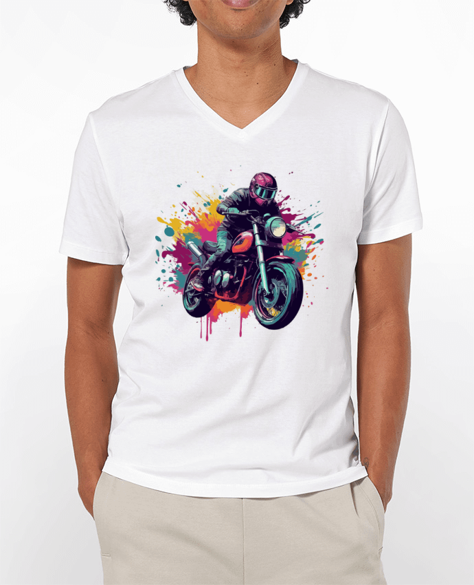 T-shirt homme Moto avec tâche de couleur par KronoArt