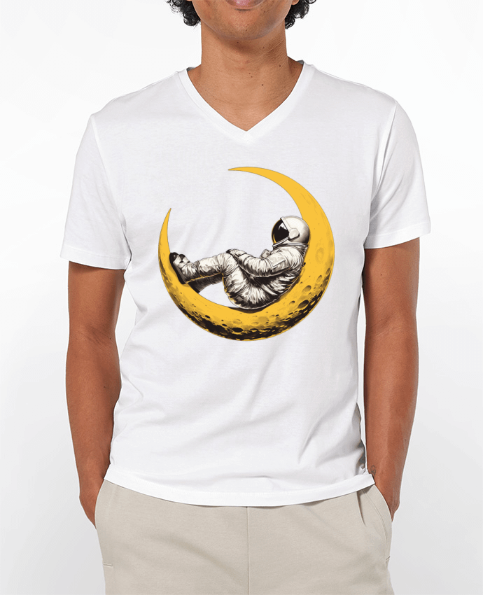 T-shirt homme Un astronaute sur un croissant de Lune par KronoArt