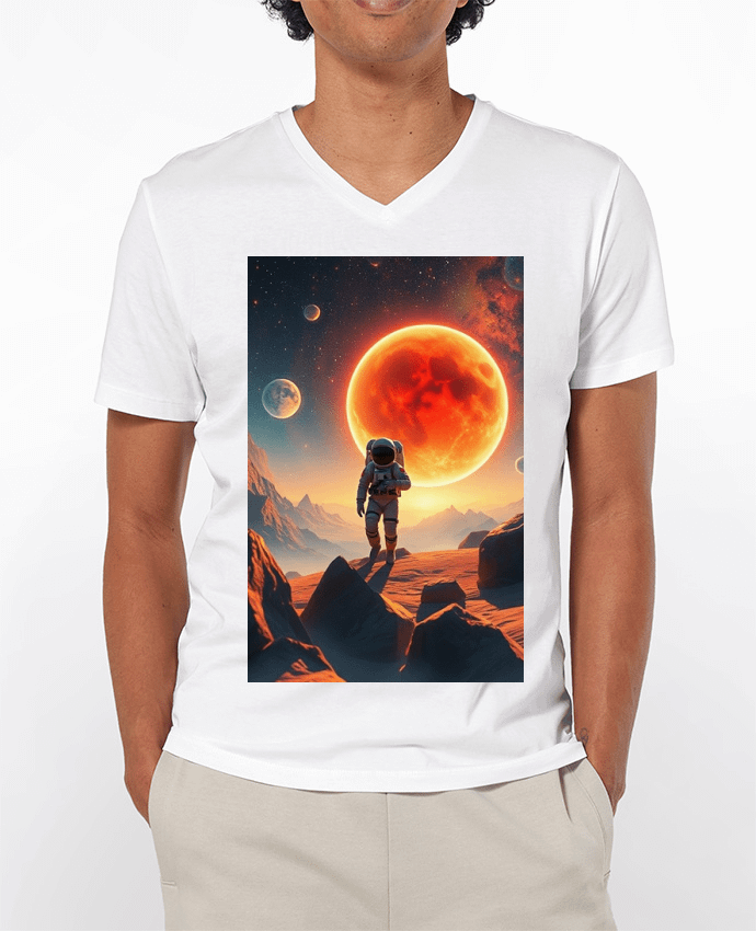 T-Shirt V-Neck Men 180g space by design.aurora