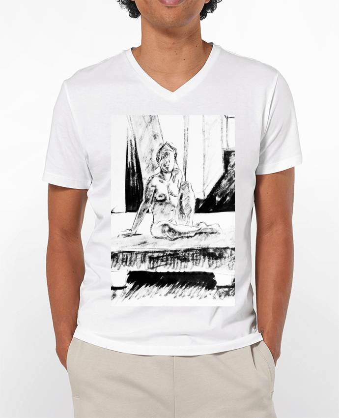 T-shirt homme Dessin noir et blanc d'une femme nue par Simple Art
