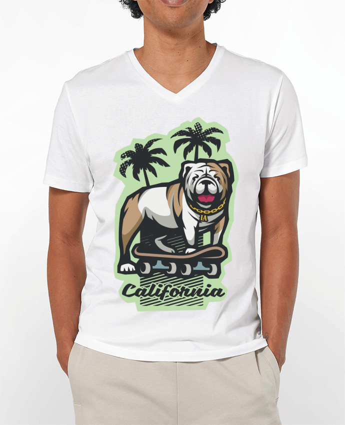 T-shirt homme Cool bulldog sur Skateboard California par TrendCadeaucool