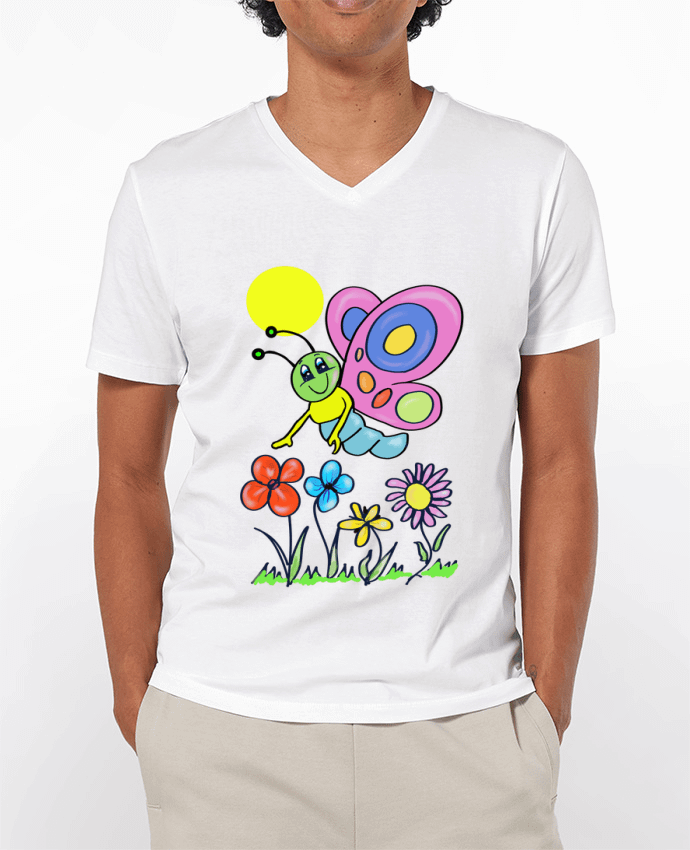 T-shirt homme Papillon et fleurs enfant. par Bief Designs.