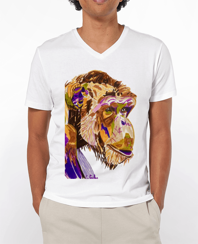 T-shirt homme Chimpanzé aux couleurs complémentaires par Eclat animalier