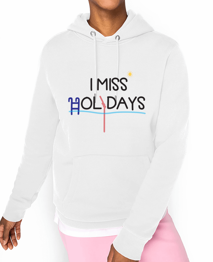 Sweat capuche unisexe Bio I miss holidays Par tunetoo