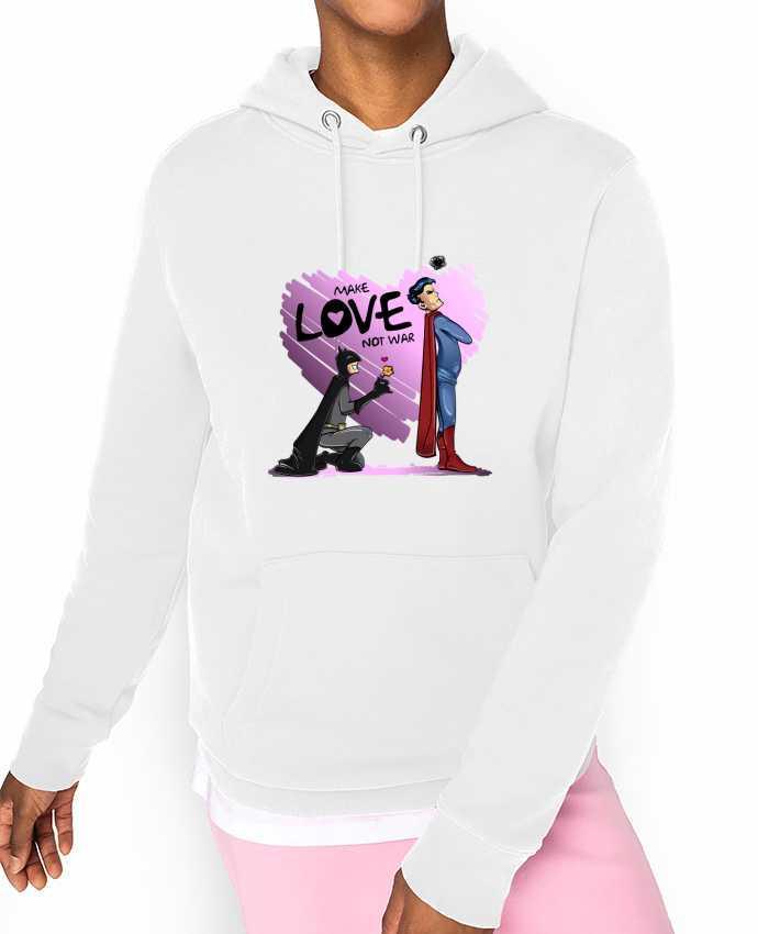 Hoodie MAKE LOVE NOT WAR (BATMAN VS SUPERMAN) Par teeshirt-design.com