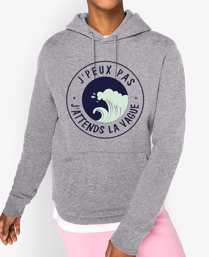 Hoodie Je peux pas j'attends la vague Par FRENCHUP-MAYO