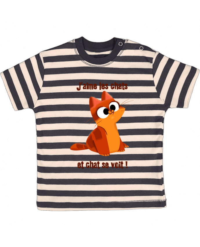 T-shirt baby with stripes Chaton by emotionstudio