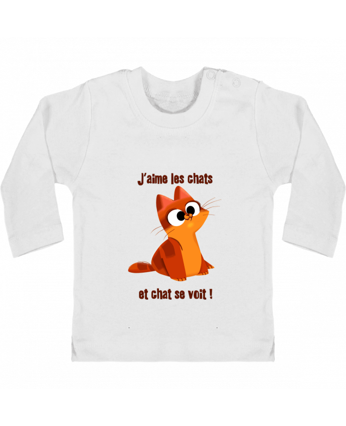 Baby T-shirt with press-studs long sleeve Chaton manches longues du designer emotionstudio