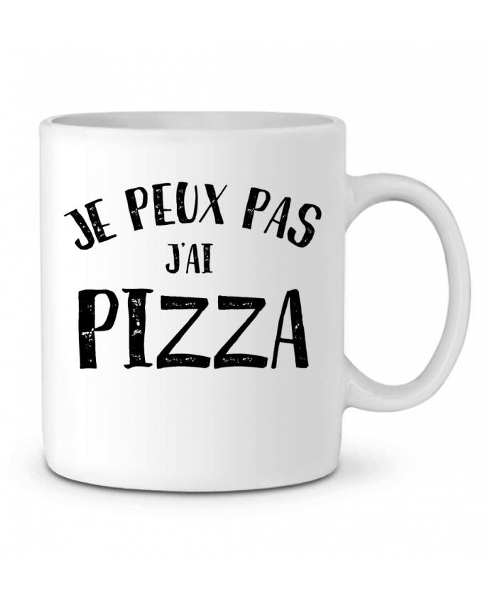 Ceramic Mug Je peux pas j'ai Pizza by NumericEric