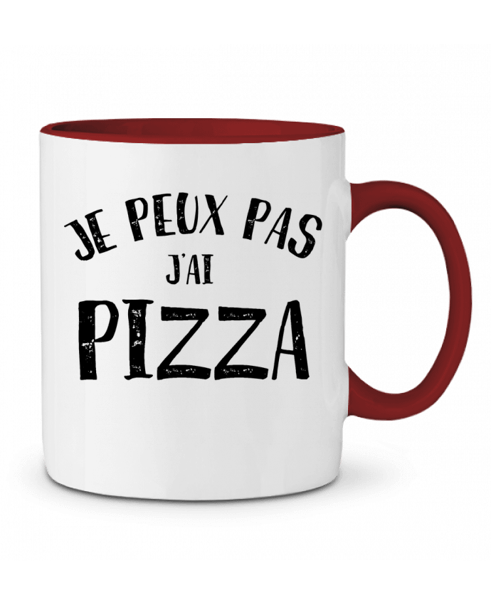 Mug bicolore Je peux pas j'ai Pizza NumericEric