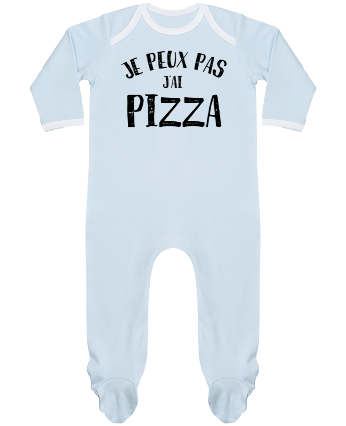 Baby Sleeper long sleeves Contrast Je peux pas j'ai Pizza by NumericEric